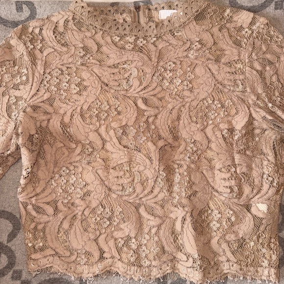 Revamped Lace Bell Sleeve Blouse in Tan - Picture 5 of 10